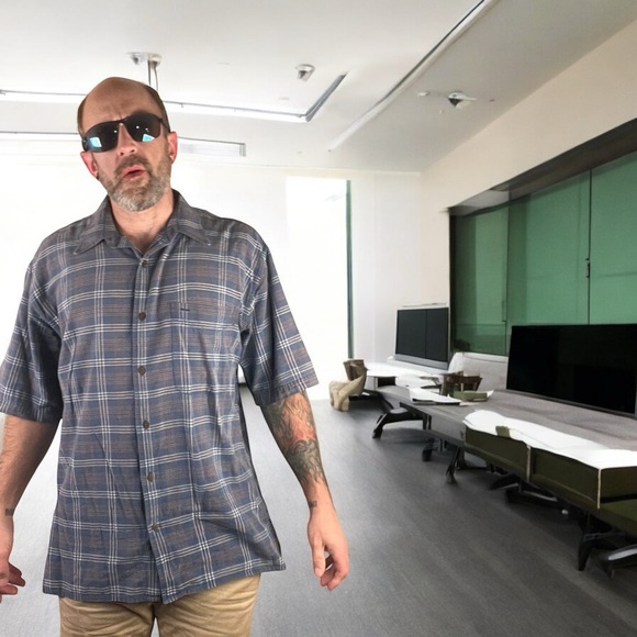 Vintage Blue Plaid Madison Trader Silk and Cotton Blend Size L - Picture 6 of 15